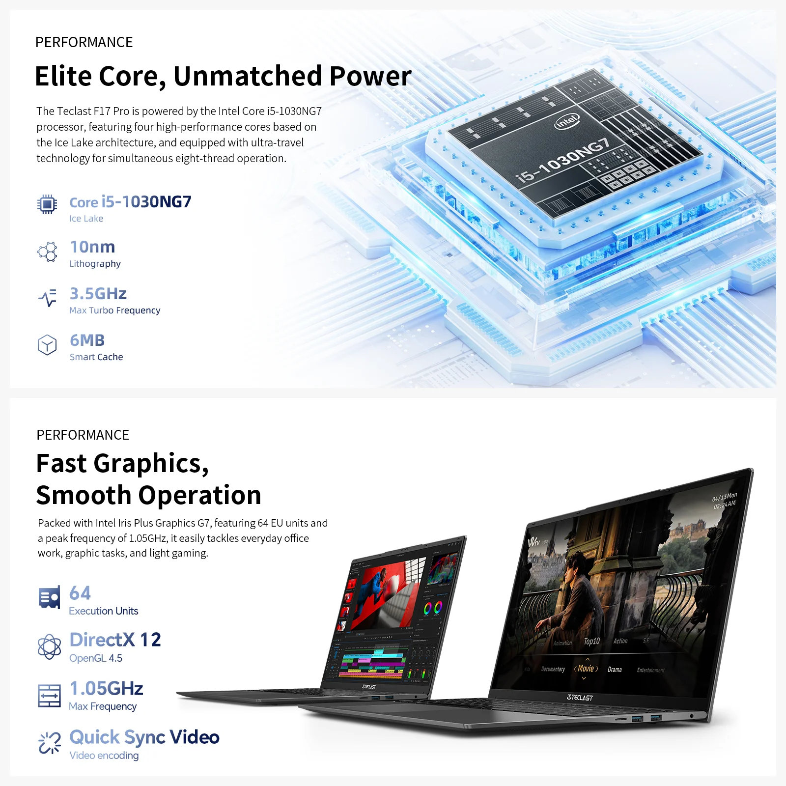 Teclast F17Pro 17,3" Laptop Intel i5-1030NG7 16 GB di RAM 512 GB SSD Windows 11 180 °   Tastiera retroilluminata per notebook mini-HDMI F17 Pro