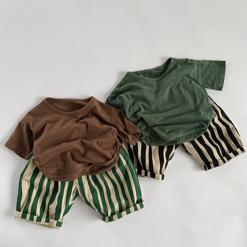 Pantalones a rayas irregulares con personalidad para niño y niña, calzas hasta la pantorrilla, pantalones finos de algodón transpirables a la moda