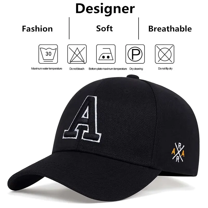Unisex Simple Letter A เย็บปักถักร้อยเบสบอลหมวกฤดูใบไม้ผลิและฤดูใบไม้ร่วงกลางแจ้งปรับหมวกลําลองหมวกกันแดด