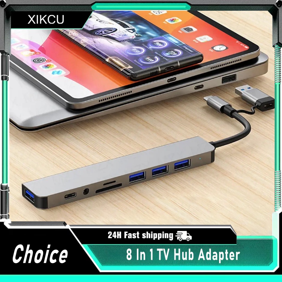 8 In 1 Port USB C Expander USB 3 Hub Type C Splitter Type C Dock Multiport Adapter USB Expander For Xiaomi Phone Tablet