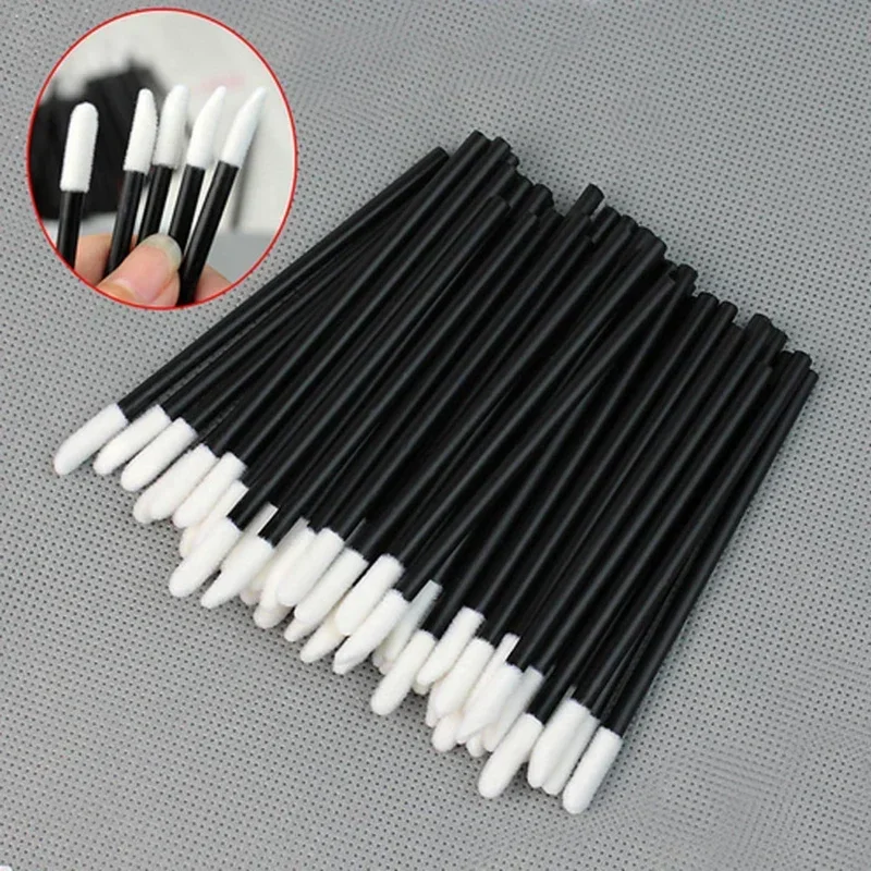 50/100PCS ขายส่งผู้หญิงอุปกรณ์เสริมลิปสติก Hotting แต่งหน้า Disposable Lip Brush GLOSS Wands Applicator Perfect Best Make Up