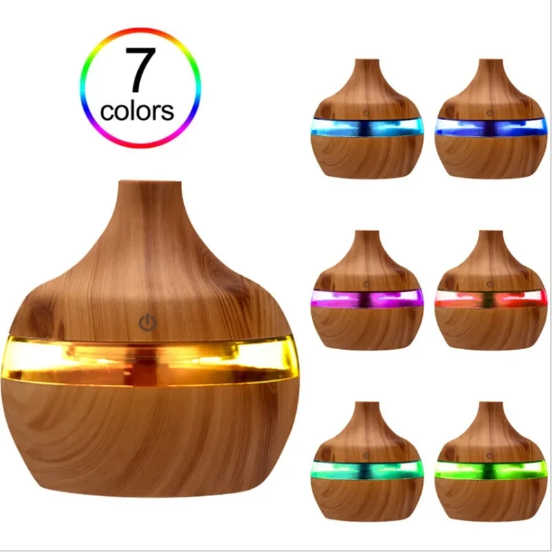 Humidificador eléctrico, difusor de aire aromático, humidificador de aire ultrasónico de madera, aceite esencial, aromaterapia, máquina de niebla para el hogar, 300ml