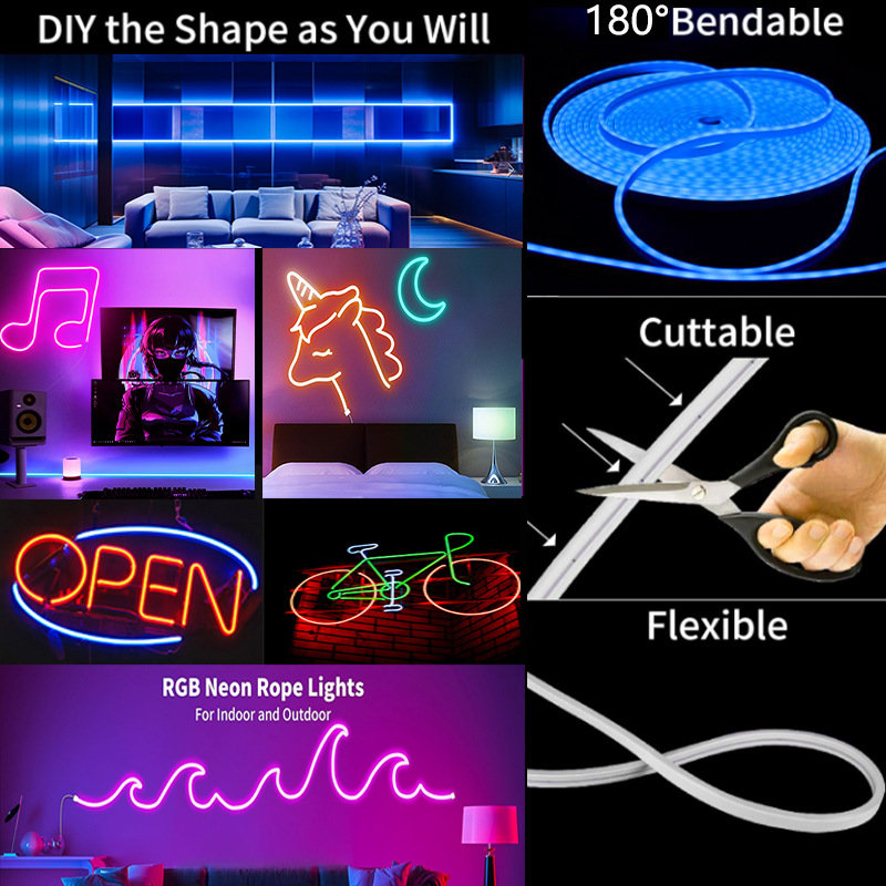 5v usb rgb neon led strip 5m wifi à prova dwaterproof água flexível neon rgb tira trabalho com tuya app alexa para tv decoração de casa iluminação ambiente
