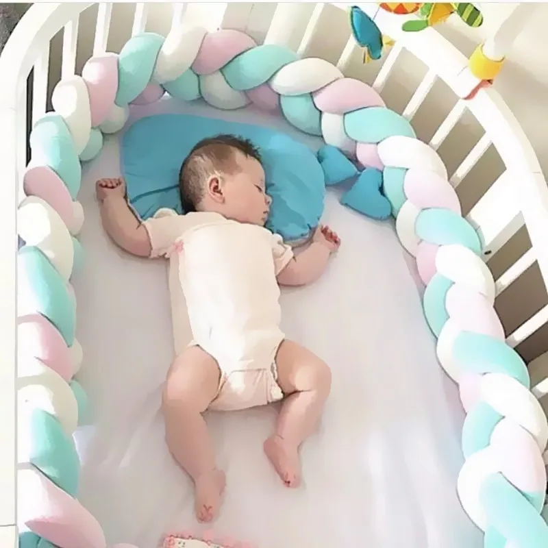 1M 2M 3M paraurti per lettino per bambini nella culla protezione per culla per neonato cuscino per nodo a treccia per bambini 3 azioni paraurti