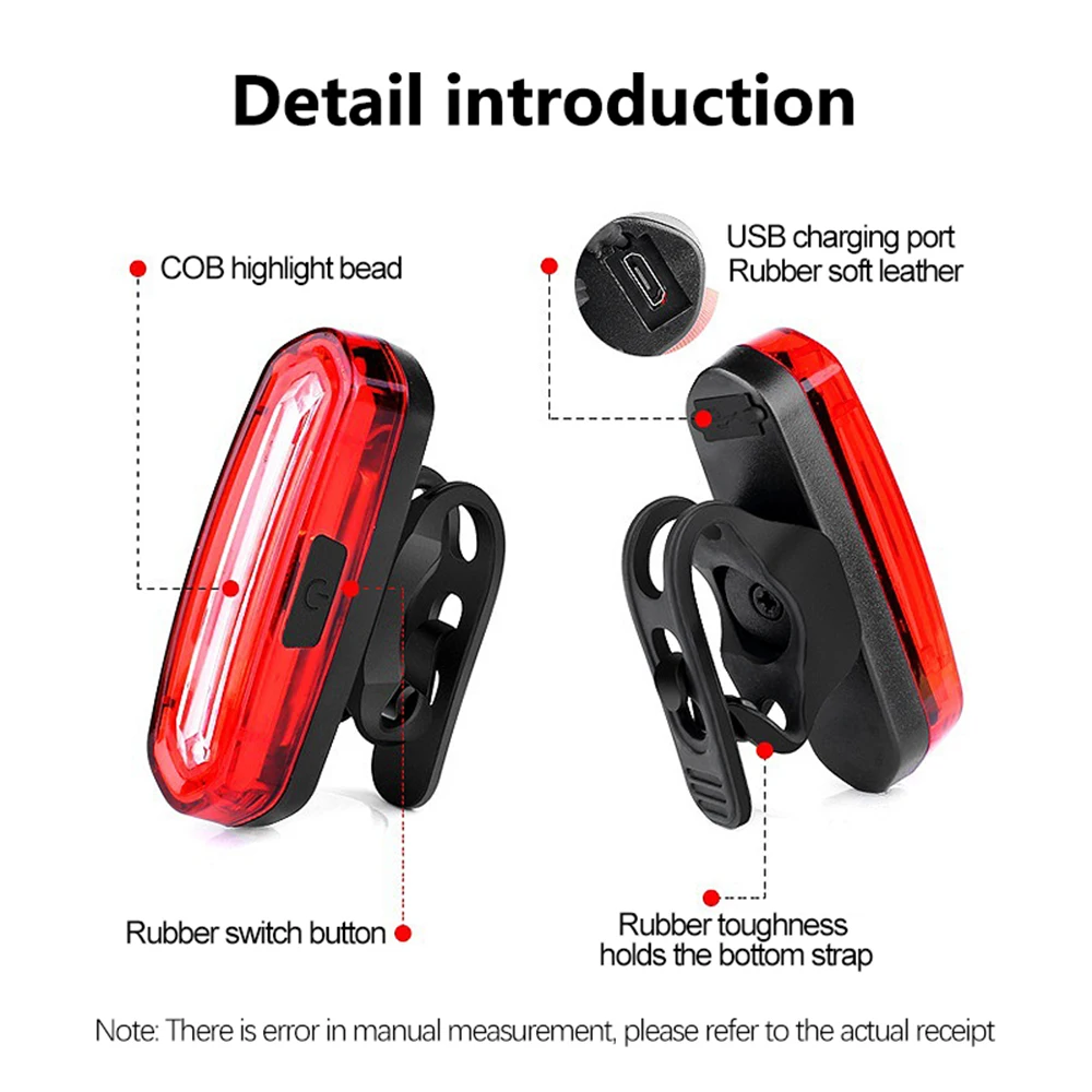 USB 충전식 LED 자전거 미등, 산악 자전거 램프 경고등, MTB 레드 자전거 후미등