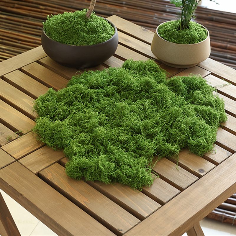 Aproximadamente 20g de plantas verdes artificiales, hierba de musgo de poliéster, decoración del hogar, sala de estar, jardín, Mini paisaje, flor falsa, manualidades DIY