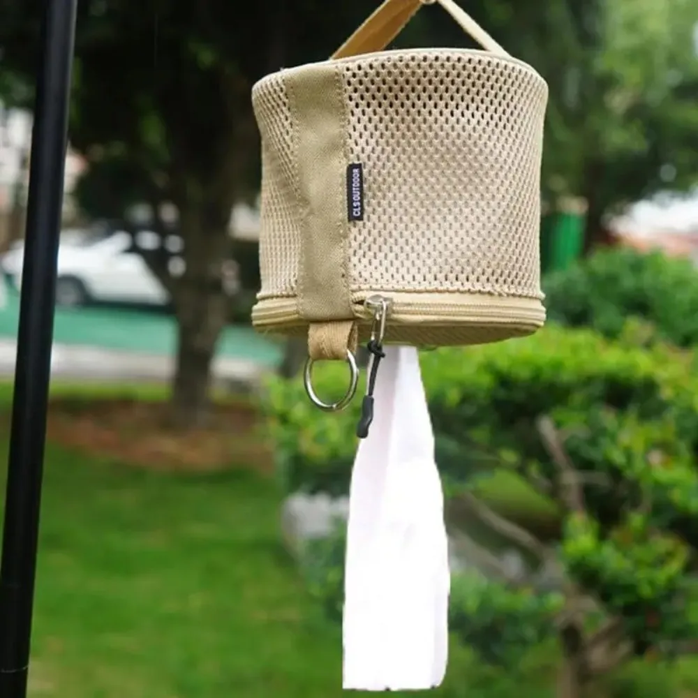 Estuche de pañuelos para acampar al aire libre, bolsa de almacenamiento de papel en rollo con gancho, soporte de pañuelos portátil, servilletero colgante para tienda, suministros de acampada