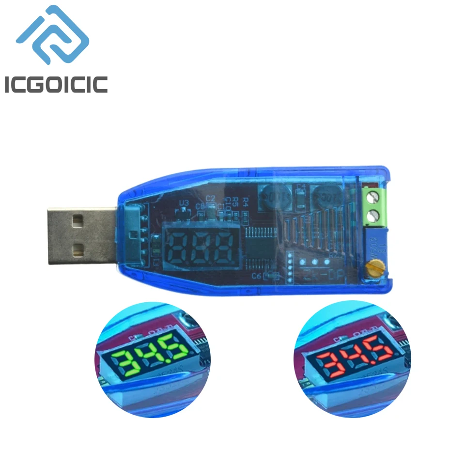 LED DC-DC 5V a DC 1-24V potenciómetro ajustable USB reductor/abajo convertidor Buck Boost fuente de alimentación módulo regulador de voltaje