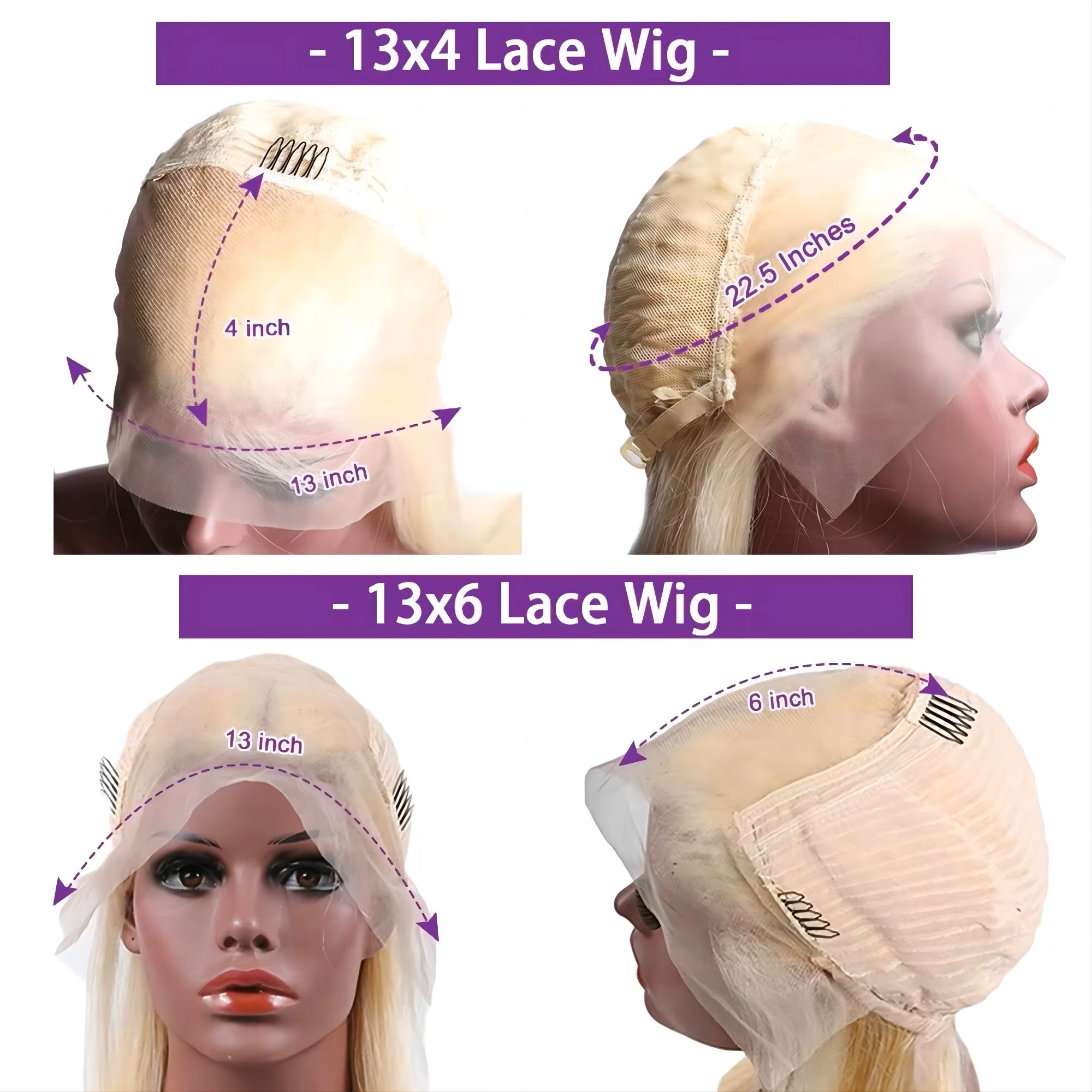 613 Blonde Spitze-Frontal-Perücke, Echthaar, gerade, 200 Dichte, 13 x 6 HD, transparente Spitze-Front-Perücken, Spitze-Frontal-Perücke für Frauen, 13 x 4