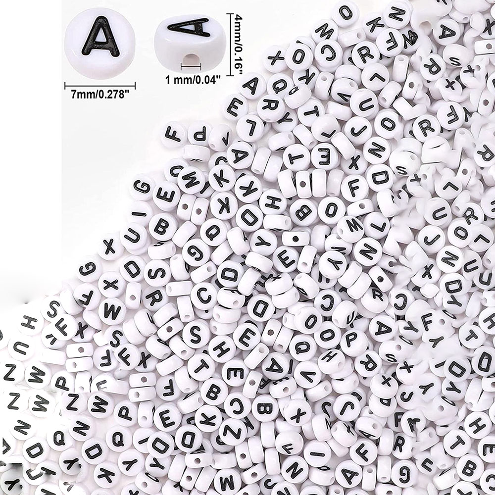 700pcs 7 색 라운드 편지 구슬 DIY 목걸이 팔찌 (7x4mm) 만들기 보석에 대 한 아크릴 알파벳 번호 구슬