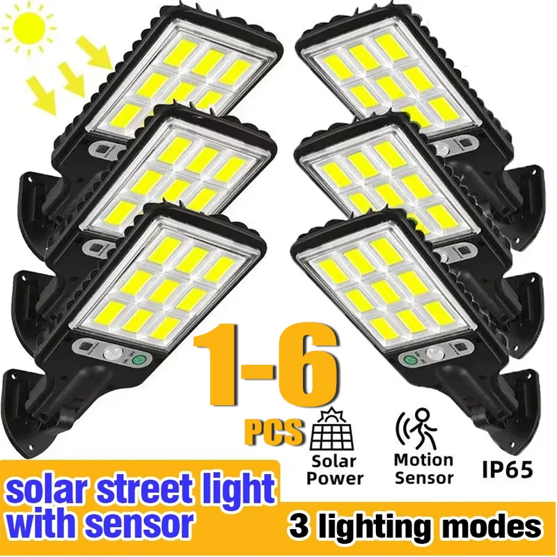 Luces solares para exteriores con Sensor de movimiento, luces LED impermeables de pared de seguridad, lámparas de calle Con 3 modos, Patio, garaje, 1-6 piezas, 117COB