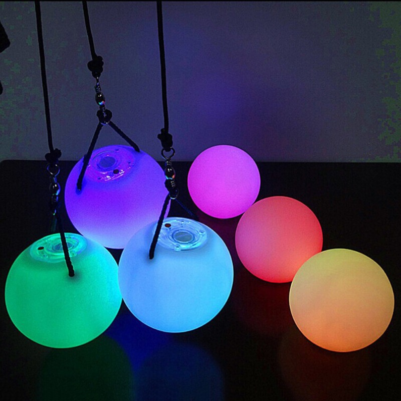 Ruoru 2 шт. = 1 пара светодиодных мячей POI, аксессуары для танца живота, RGB, метательный мяч, реквизит для выступлений на сцене для детей и взрослых
