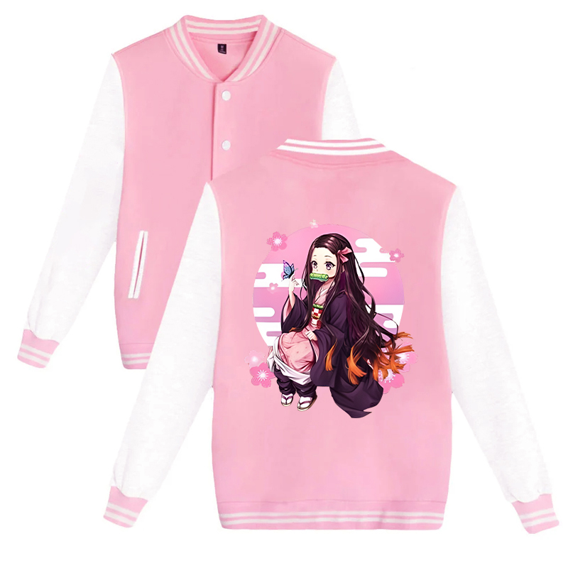 ใหม่ Kamado Nezuko พิมพ์เสื้อแจ็คเก็ตผู้หญิงผู้ชายสบายๆแจ็คเก็ตเบสบอลฤดูใบไม้ร่วงและฤดูหนาวชุดเบสบอล Coat