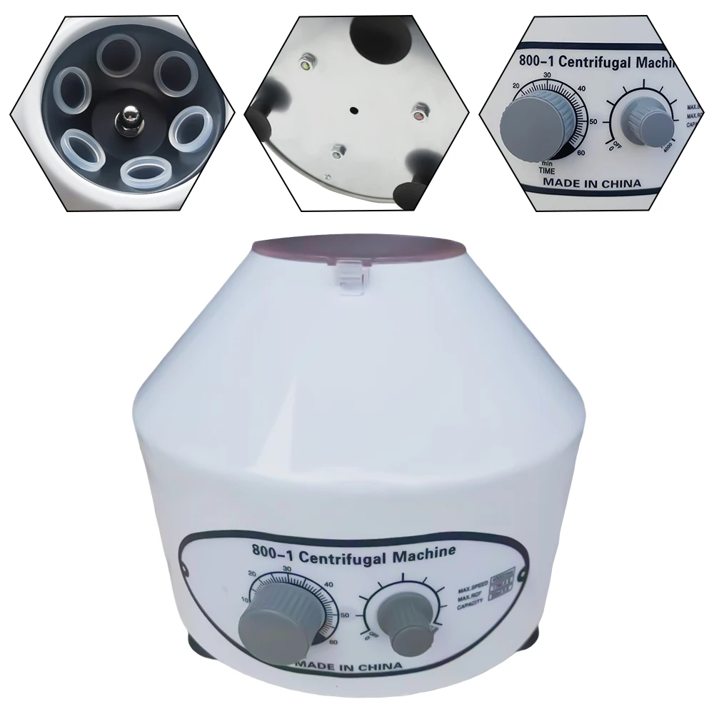 Macchina da centrifuga da laboratorio – Motore da 25 W, capacità 6x20 ml, velocità e controllo del tempo regolabili, funzionamento facile per l'uso in laboratorio