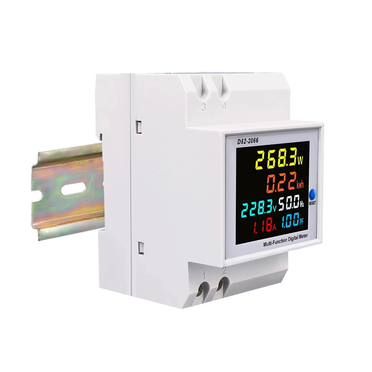 Single Phase Energy Meter Din Rail Electricity Usage Monitor AC 40-300V 100A Voltmeter Ammeter Watt Kwh Frequency Power Meter
