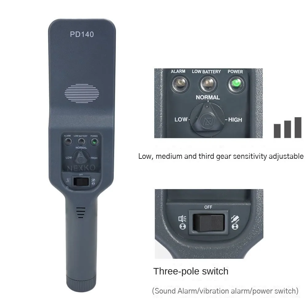 PD140 Handheld Metal Detector High Sensitivity Small Nail Detector Mobile Phone Cigarette Box Security Detector