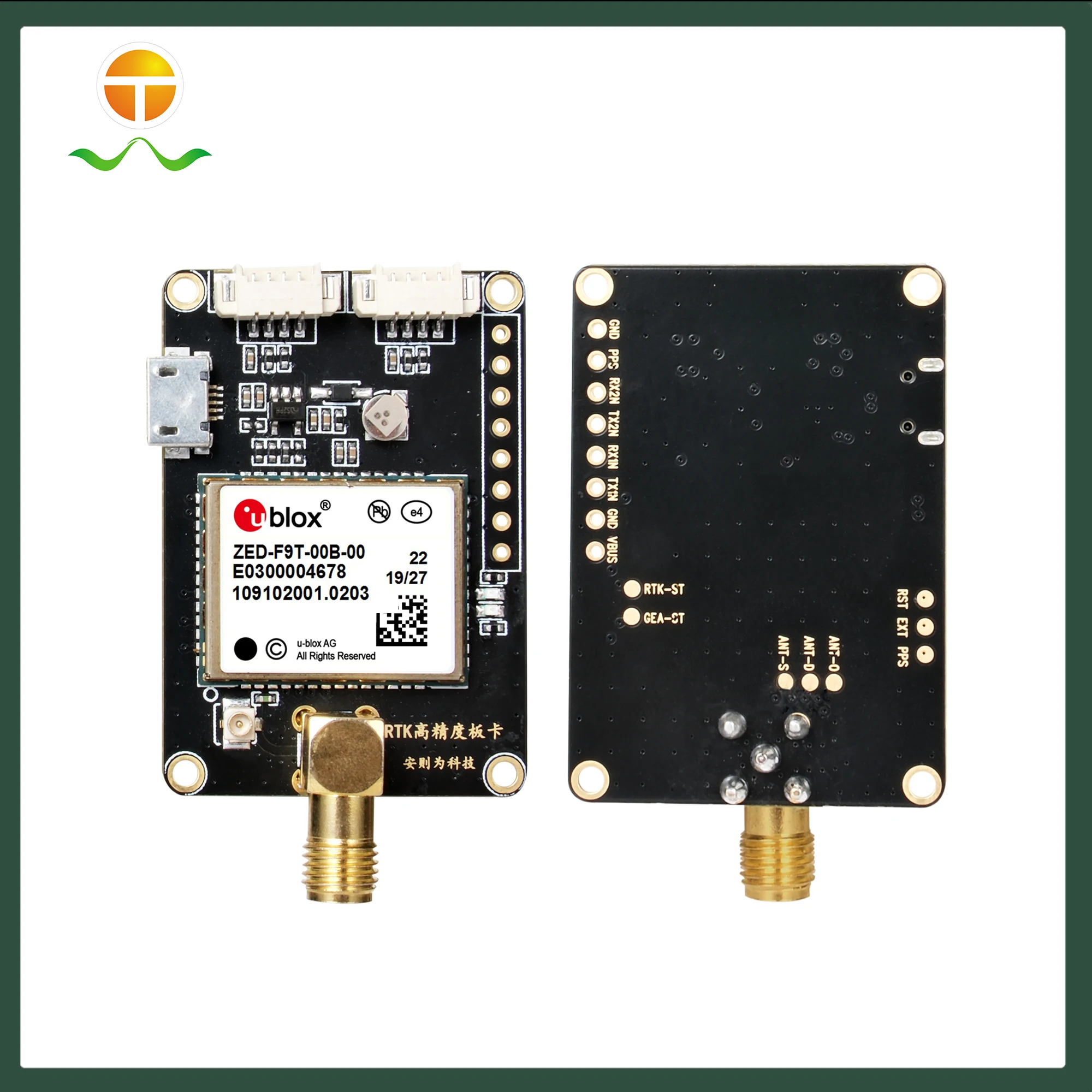 Ublox ZED-F9T-00B-01 RTK GNSS/GPS Placa receptora Placa de desenvolvimento USB com antena para módulo GPS