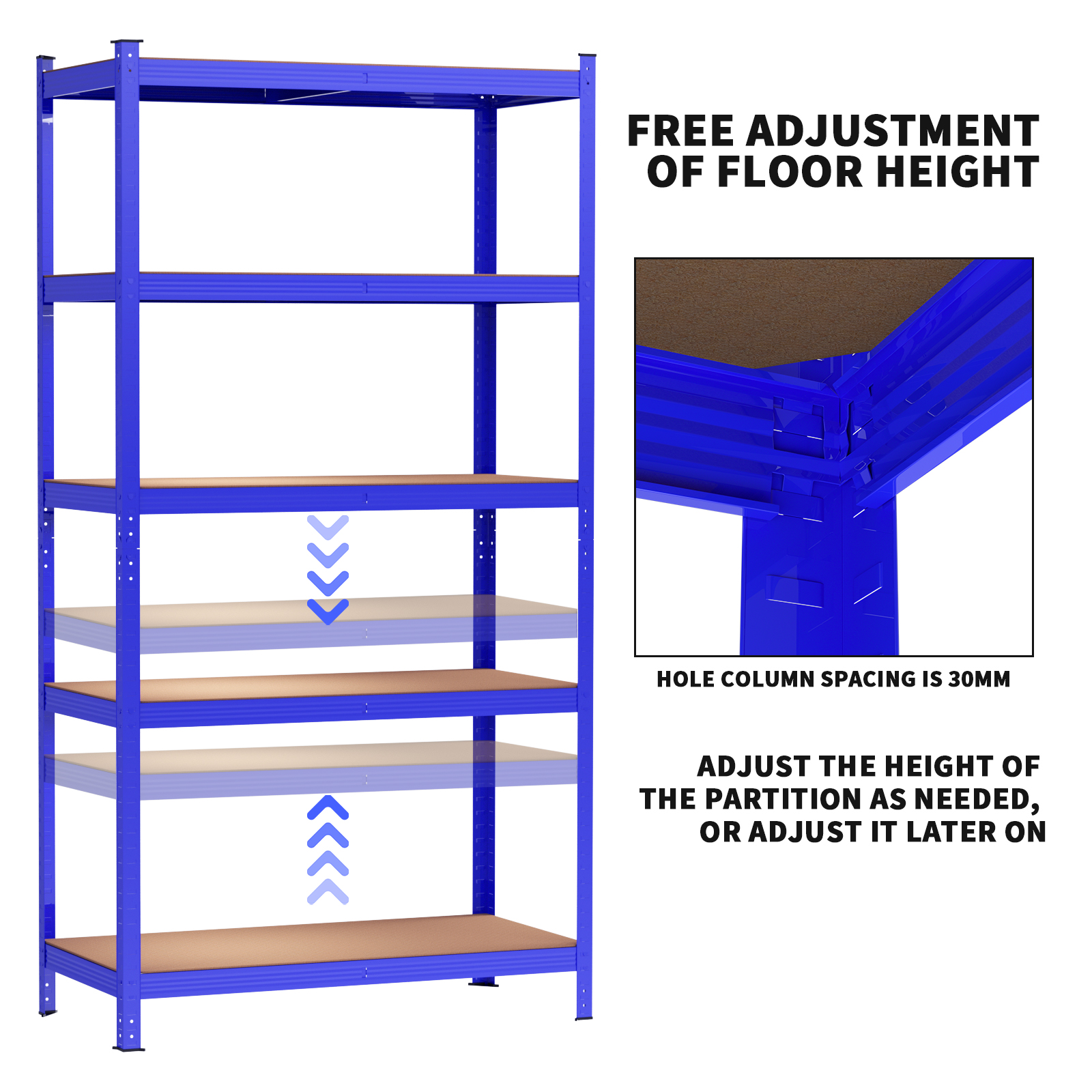 lucn 5-Tier Boltless Metal Shelf - No Tools Storage Rack, Adjustable Garage Shelves for Warehouse/Shed/Shop, 175kg/Shelf