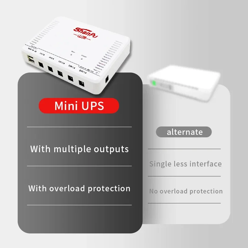 Venta al por mayor Mini UPS inteligente 24W 12000mAh batería de litio 5V 9V 12V 19V 24V Ups fuente de alimentación de respaldo para enrutador WiFi