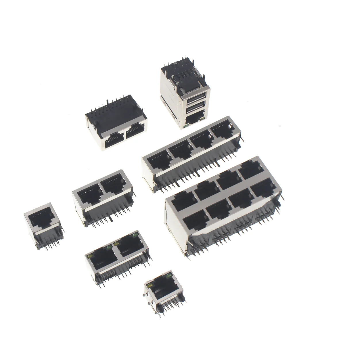 20/10/5/2pcs RJ45 Network Ethernet 8P 8C Female Socket Connectors 8Pin USB 2X4 1X4 2P 4PPCB Mount RJ45 8P8C Single Network Port