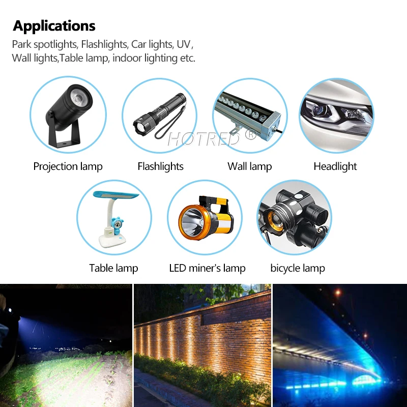 Đèn LED Công Suất Cao 10W CREE XML T6 XML2 XM-L2 5050 Chip Điốt 3V 3.7V Đèn Pin Phần DIY dành Cho Xe Đạp Xe Phụ Kiện Đèn Pha