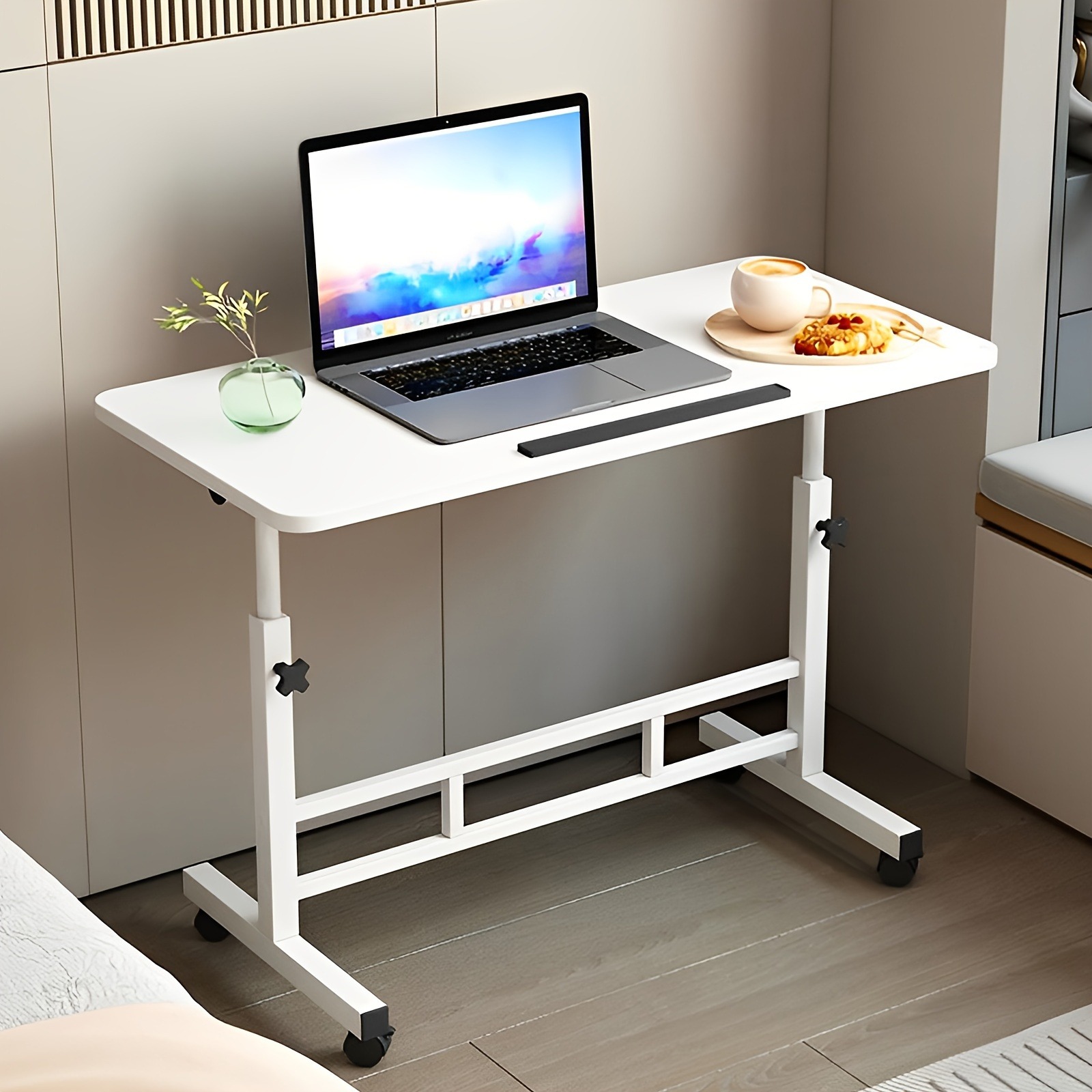 Standing Desk Adjustable Height Mobile Computer Desk with Universal Wheel Stable Sturdy Durable Spacious Study Table for Home