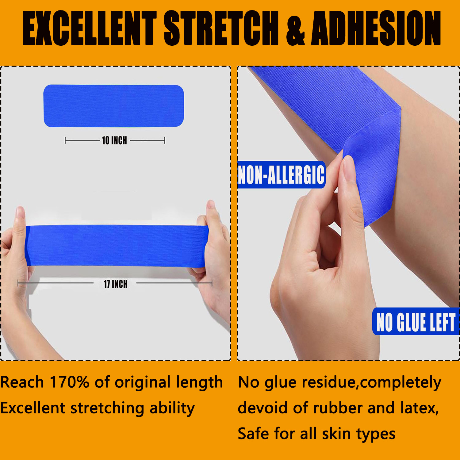 4 rollos de cinta de kinesiología, cinta atlética elástica de algodón, 20 tiras precortadas de 10 ", cada cinta deportiva para soporte muscular, prevención de lesiones
