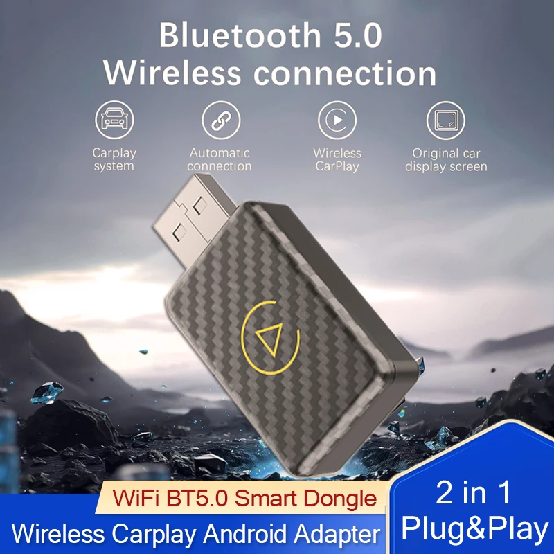 NIEUWE Draadloze CarPlay Adapter Android Auto Adapter plug WiFi BT5.0 Smart Dongle Plug Play voor Bedrade CarPlay/Andriod Auto