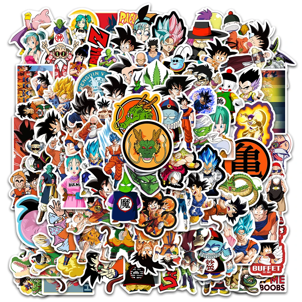 50/100 Uds. Pegatinas de Dragon Ball de Anime para niños Graffiti monopatín portátil botella de agua motocicleta pegatina de dibujos animados calcomanía de juguete