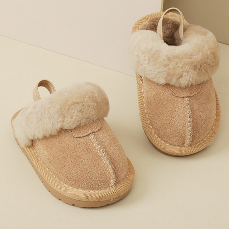 Kleine Kinder Schneeschuhe solide warme flache Jungen Mädchen Echt leder böden Winters chuhe mit dicken Plüsch Kleinkind Freizeit schuhe