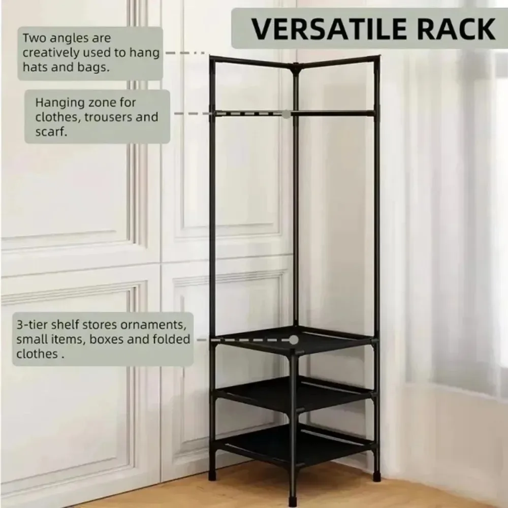 Multi-Layer Floor Standing Hangers, cabideiro, prateleiras, prateleiras, mesa de cabeceira, roupas, casaco, prateleiras, quarto, simples, doméstico