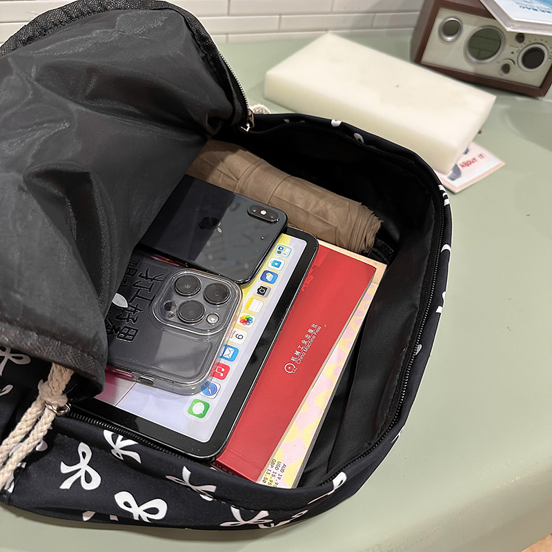 Waterproof Nylon Backpack for Women Simple Solid Color Bookbag Travel Backpack for Student Girls