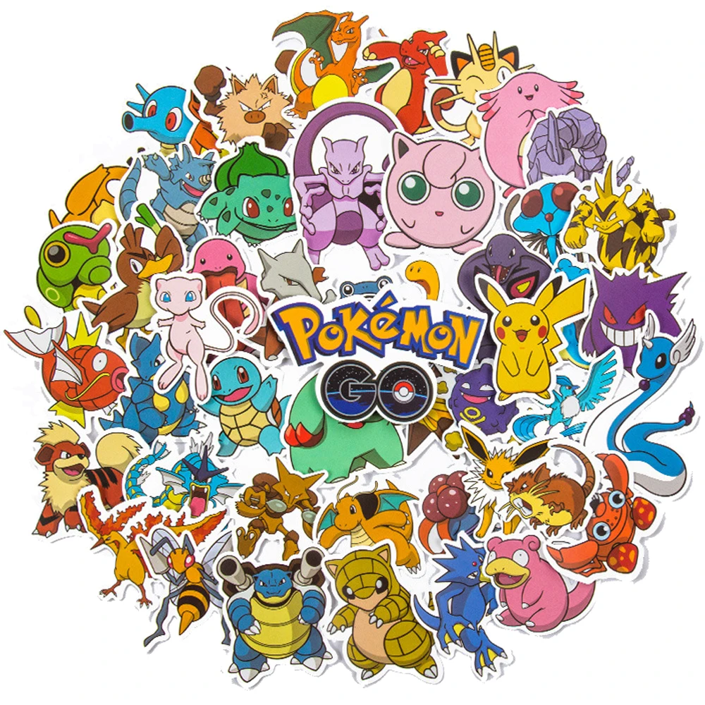 50 pçs anime pokemon bonito adesivos graffiti decoração diy skate telefone geladeira bicicleta dos desenhos animados decalques adesivo para o brinquedo do miúdo presente