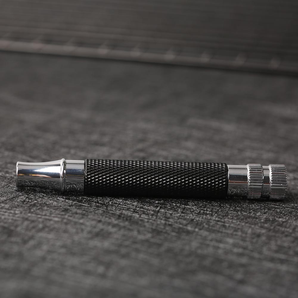 Yaqi Mango de afeitar de seguridad de latón de color negro y cromado para hombre