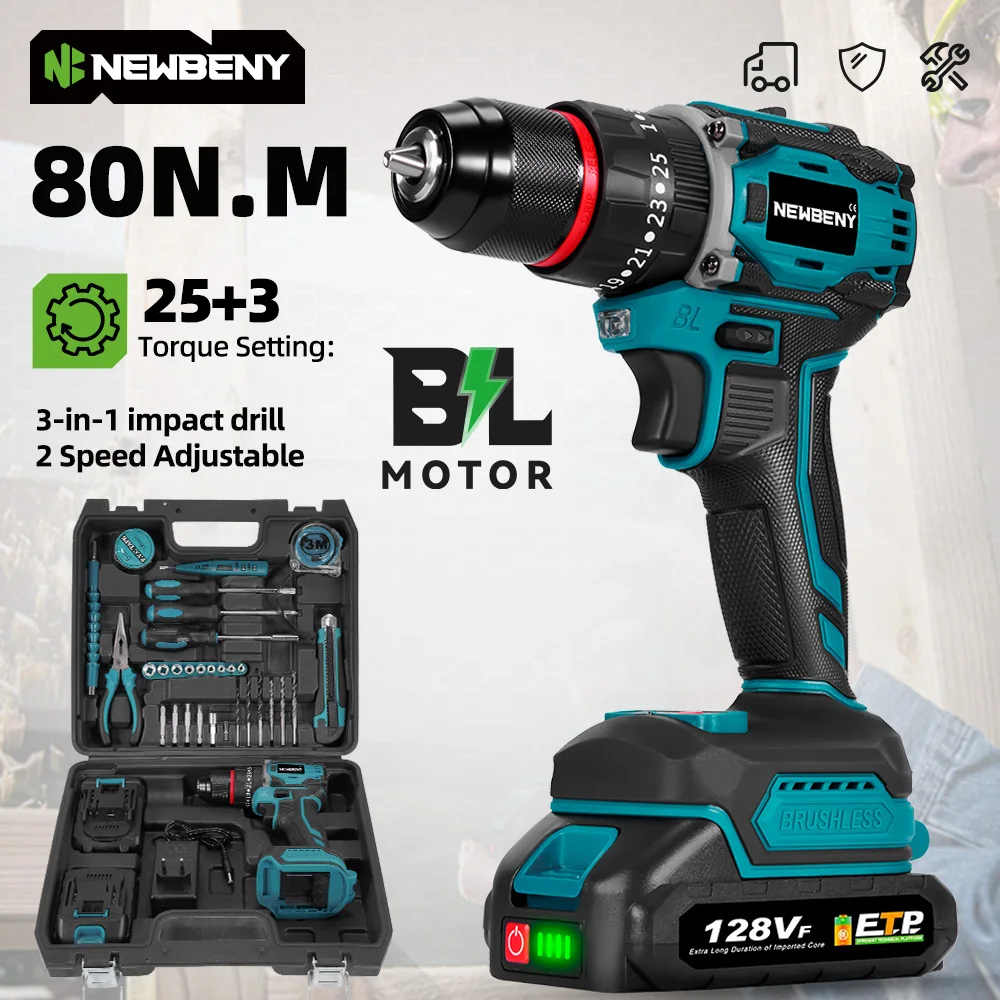 NEWBENY 25 + 3 Coppia Brushless Trapano Elettrico Cordless Multifunzione Cacciavite Domestico Utensili Elettrici FAI DA TE Per Makita Batteria Spille