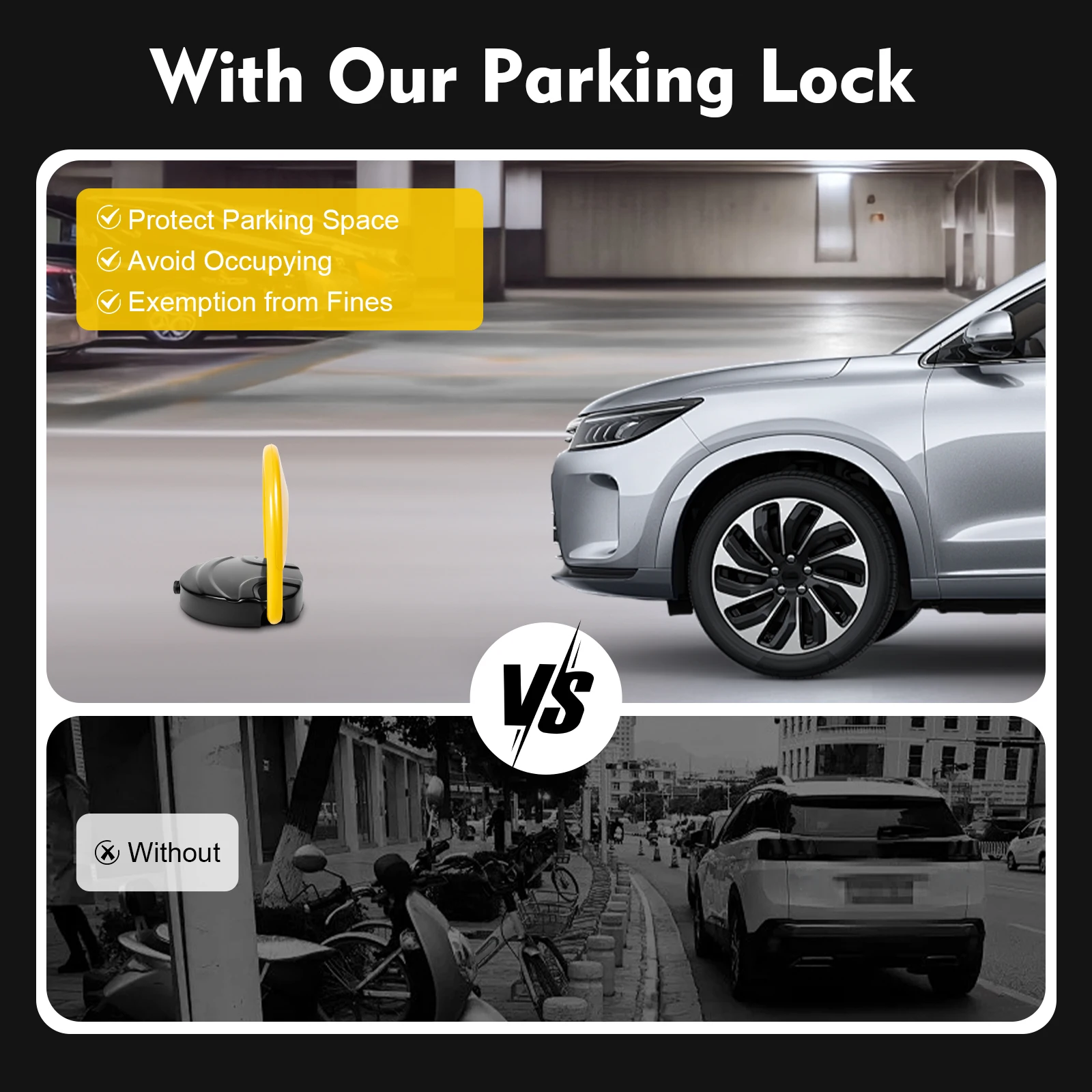 Remote Control Parking Lock, 65.6FT Private Car Parking Latch Auto Space Stall Barrier w/Reflective Stripe
