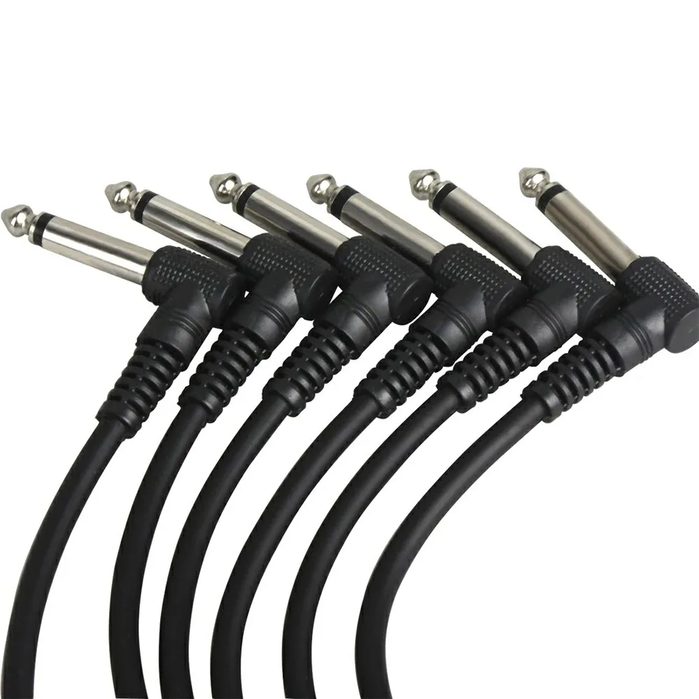 ​​1/6pcs Guitar/Bass Effect Pedal Patch Cable - TS 1/4" Right Angle Shielded Low Noise, Beryllium Copper Core Instrument Cords​​
