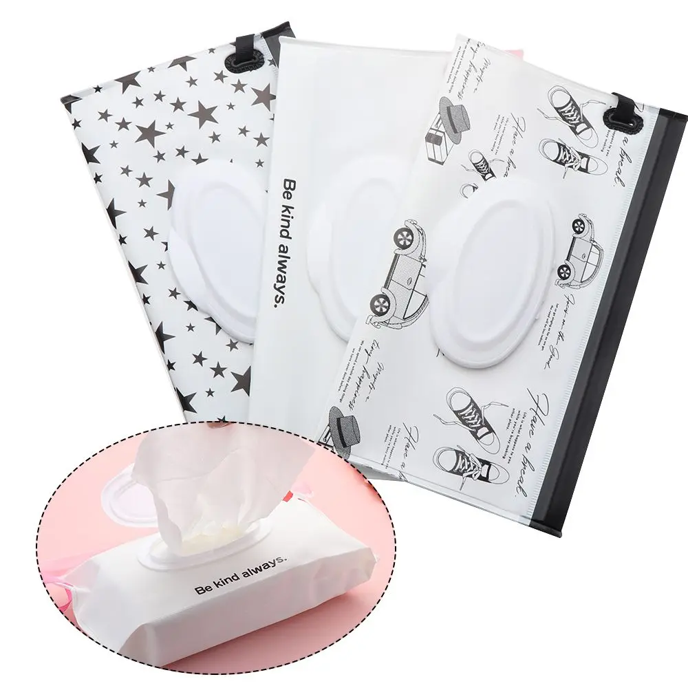 Estojo ao ar livre bonito, Flip Cover Baby Product, Acessórios de carrinho portátil, Bolsa cosmética, Wet Wipes Bag, Tissue Box