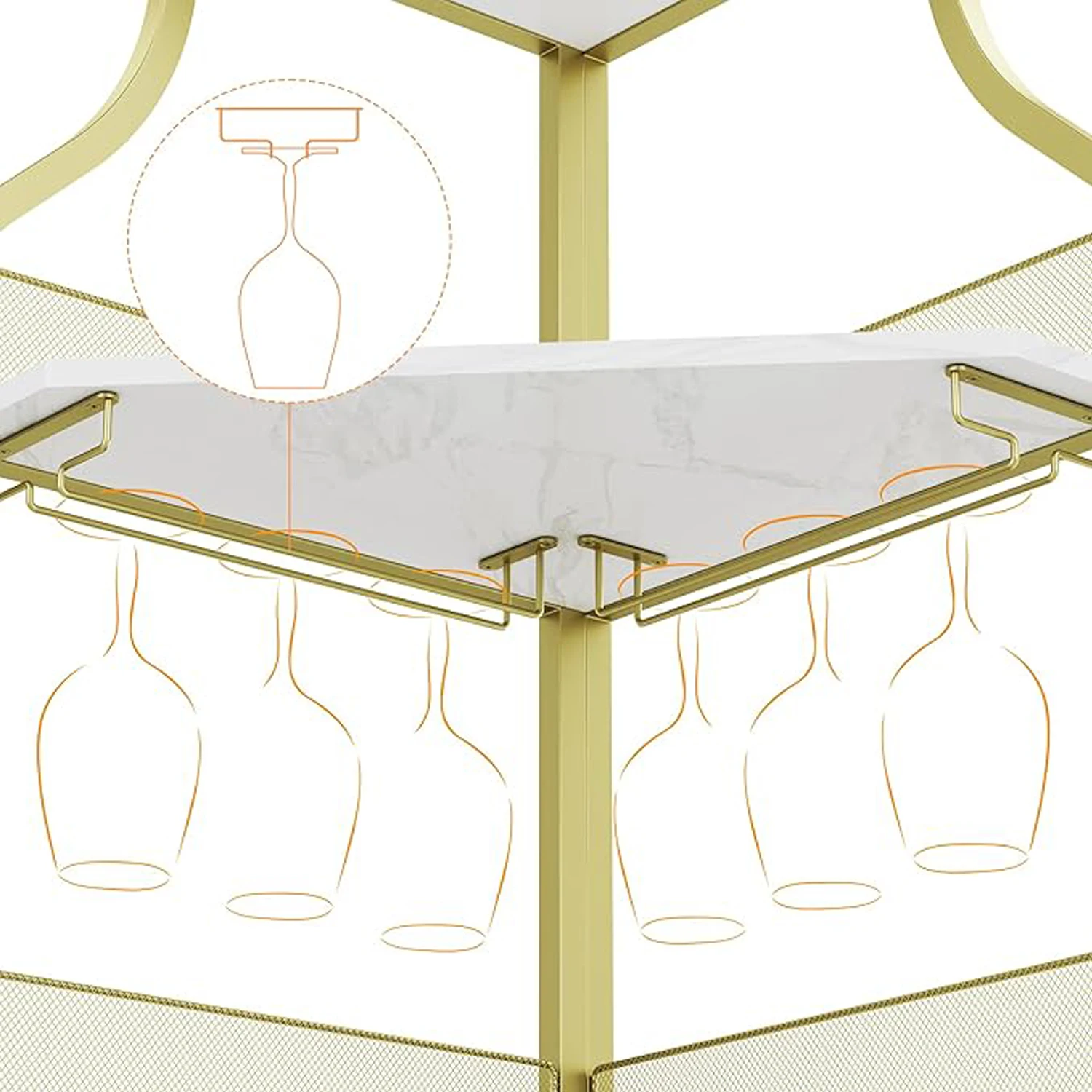 Corner Bar Cabinet,Wine Bar Cabinet with Led Lights and Adjustable Shelf,Corner Liquor Cabinet with Glass Holder and Storage