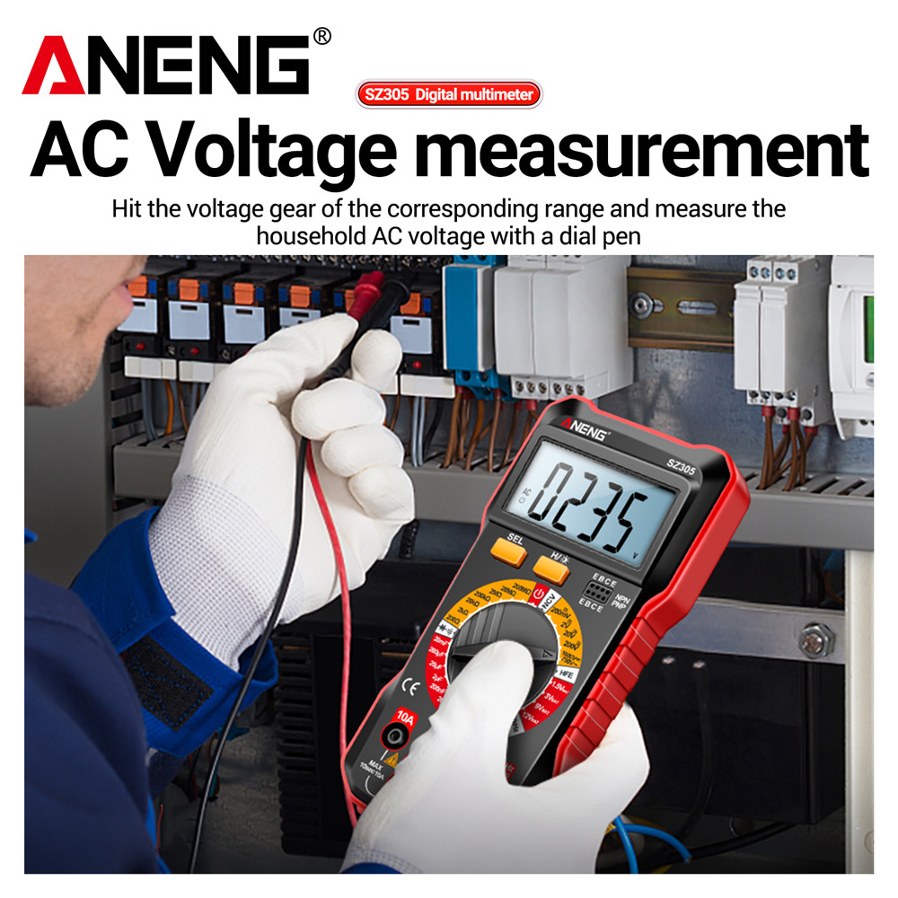 ANENG SZ305 มัลติมิเตอร์แบบดิจิตอล Professional AC/DC แรงดันไฟฟ้าแอมป์มิเตอร์ตัวเก็บประจุ hFE Triode NCV แรงดันไฟฟ้า Induction เครื่องทดสอบช่างไฟฟ้า