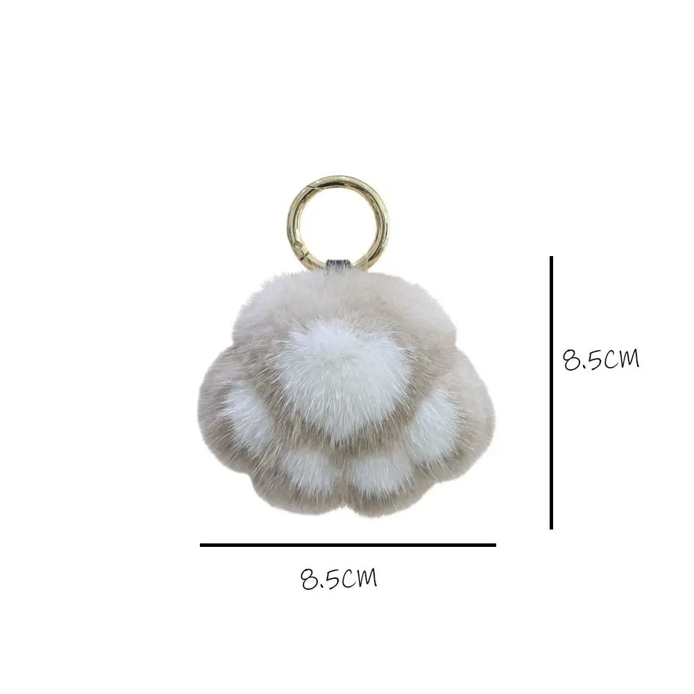 Couple Keychain Cat Paw Pendant Keychain Kawaii Soft Faux Fur Keychain Fluffy Charm Plush Toy Key Ring Backpack Car Key Pendant