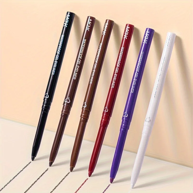 5-Farben-Eyeliner-Stift, wasserfest, langlebig, blau, schwarz, braun, leicht zu tragender Eyeliner-Stift