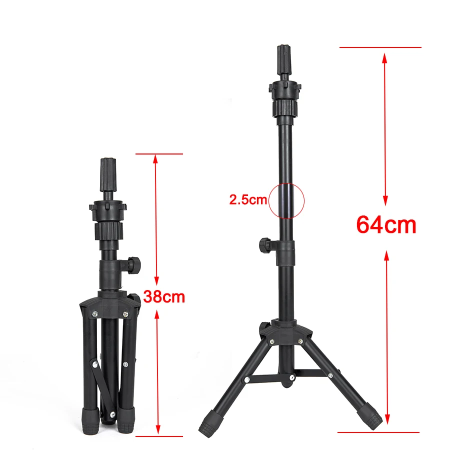 Soporte para peluca con trípode de 64cm con cabeza de maniquí calva, mini soporte para peluca negro, trípode con cabeza calva, soporte para peluca con trípode ajustable, pines en T