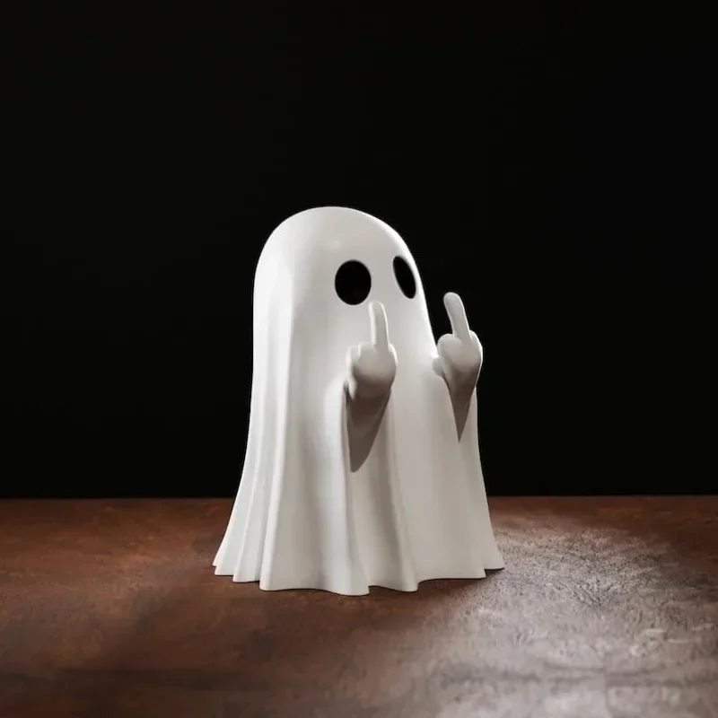 รถตกแต่ง Luminous นิ้วกลางน่ารัก Ghost รูปปั้นขนาดเล็กน่ากลัว Ghost Figurines ตกแต่งฮาโลวีนหน้าแรกเครื่องประดับตาราง