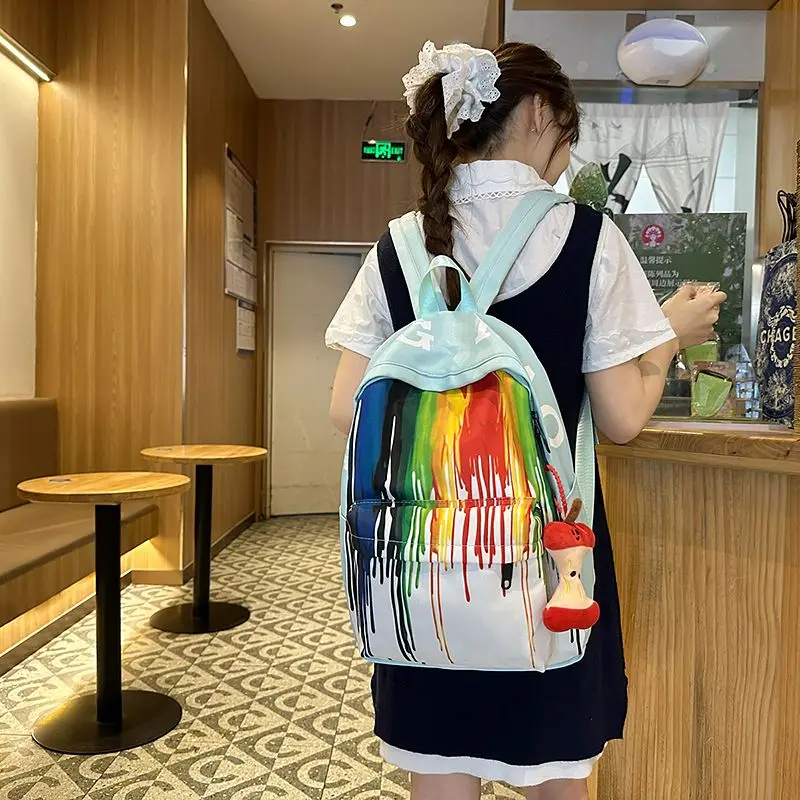 새로운 낙서 학교 Satchel 남여 캐주얼 데이 팟 경량 여성 백 가방 디자이너 상어 학교 가방 십대 소녀 소년 대학