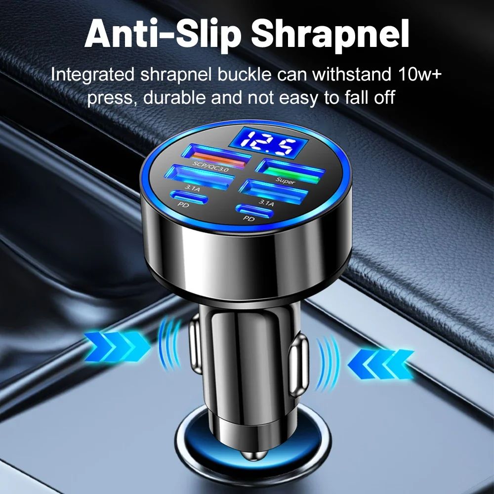 100W 6/8 พอร์ต Car Charger Fast CHARGING PD QC3.0 USB C รถชาร์จโทรศัพท์ประเภท C อะแดปเตอร์รถสําหรับ iPhone samsung Huawei Xiaomi