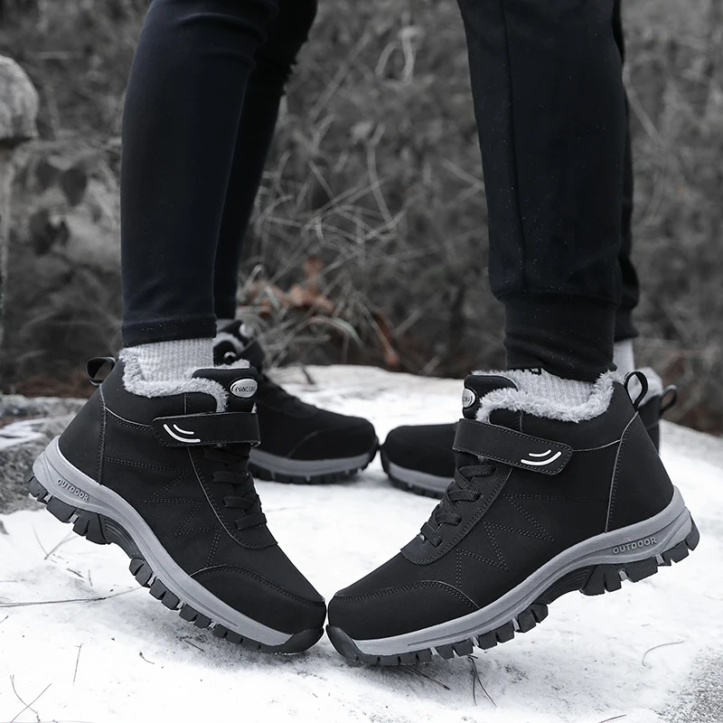 Botas de invierno para hombre y mujer, zapatillas impermeables de cuero Pu, zapatos informales de escalada para hombre, Botas de senderismo al aire libre Unisex, envío rápido