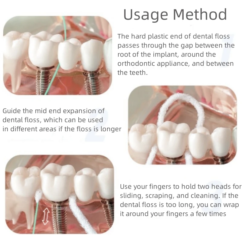 50Pcs Dental Floss Toothpick Water Expanded Orthodontic Flosser Multifunctional Cleaning Wire Line Threaders for Implants Braces