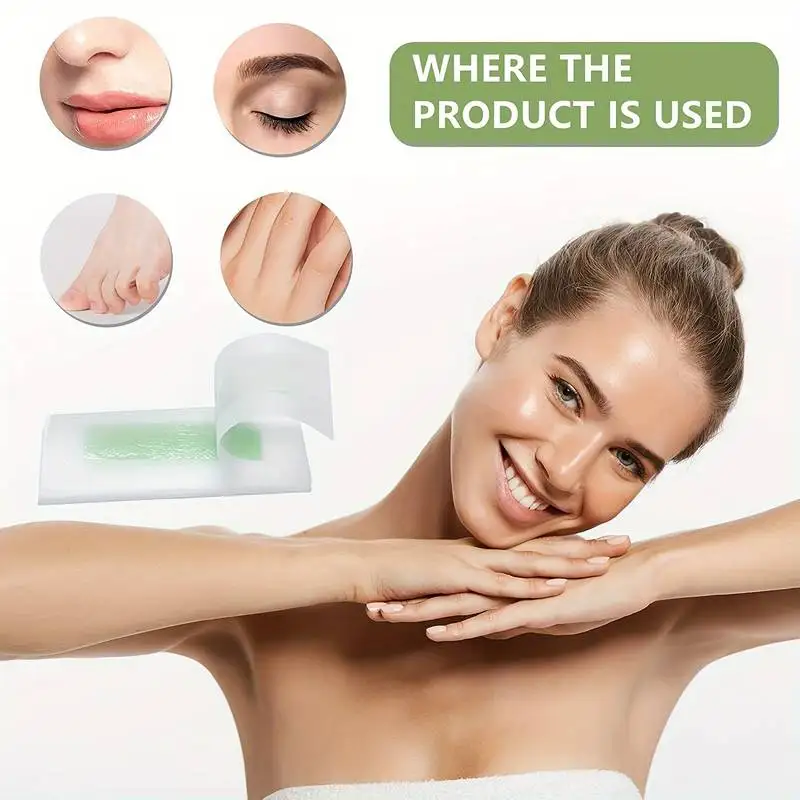 Tiras de cera de depilación rápida indolora, toallita para encerado, pegatina profesional para el cuerpo y la cara, piernas, labios, depilación, papel encerado, uso para mujeres y hombres