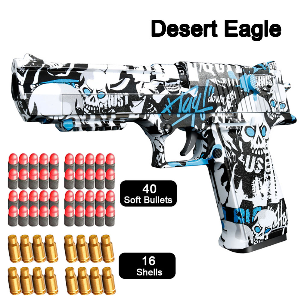 Гелевые бластеры, пистолет Desert Eagle, игрушечный пистолет, выброс в скорлупе, 40 мягких пулей, пистолет, лучший подарок на день рождения для детей, 5 лет, безопасные игрушки